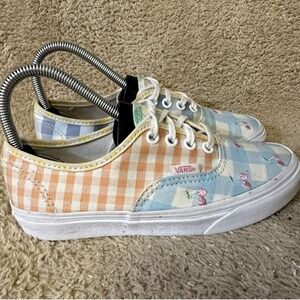 Vans Authentic Gingham Cherry Shoes Sneakers Womens Size 5.5 Blue Orange Pastel